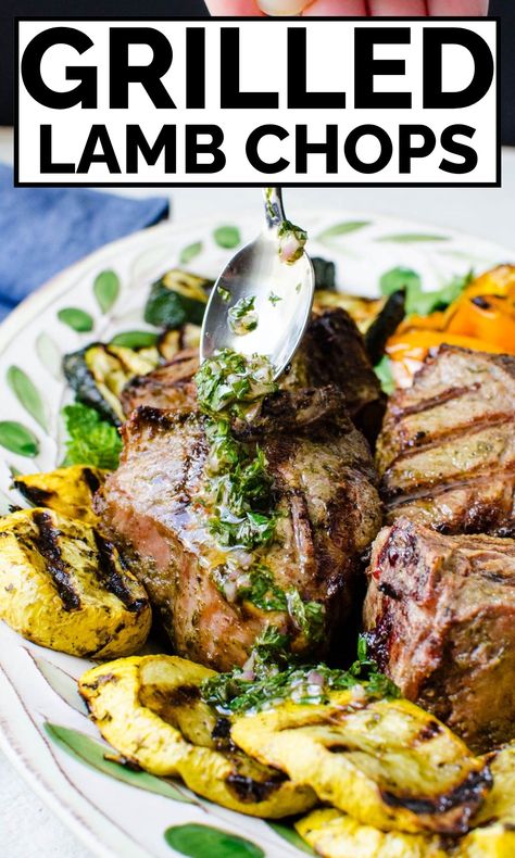 Adding chimichurri to lamb chops. Grilled Lamb Recipes, Mint Chimichurri, Lamb Marinade, Lamb Casserole, Autumn Dinner, Lamb Loin, Grilled Lamb Chops, Lamb Chop Recipes, Healthy Meat Recipes