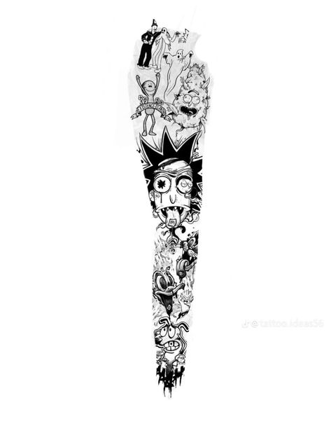 Cartoon Legs, Meaningful Tattoo Quotes, Cool Forearm Tattoos, Leg Sleeve Tattoo, Tattoo Design Book, Leg Sleeve, 90s Cartoon, Leg Sleeves, Tattoo Design Drawings