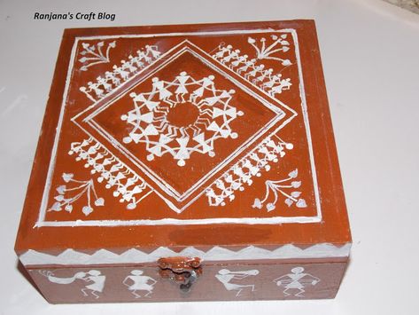 Printing Painting, Warli Painting, Warli Art, Painting Fabric, Coin Art, Diy Box, Craft Blog, Crochet Knitting, Box Art