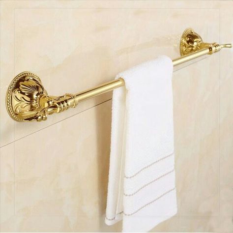 Gold Towel Rack, Towel Ring Bathroom, Small Bedroom Interior, Brass Bathroom Accessories, Gold Bathroom Accessories, Finished Bathrooms, Bath Renovation, Roman Style, Bathroom Accessories Sets