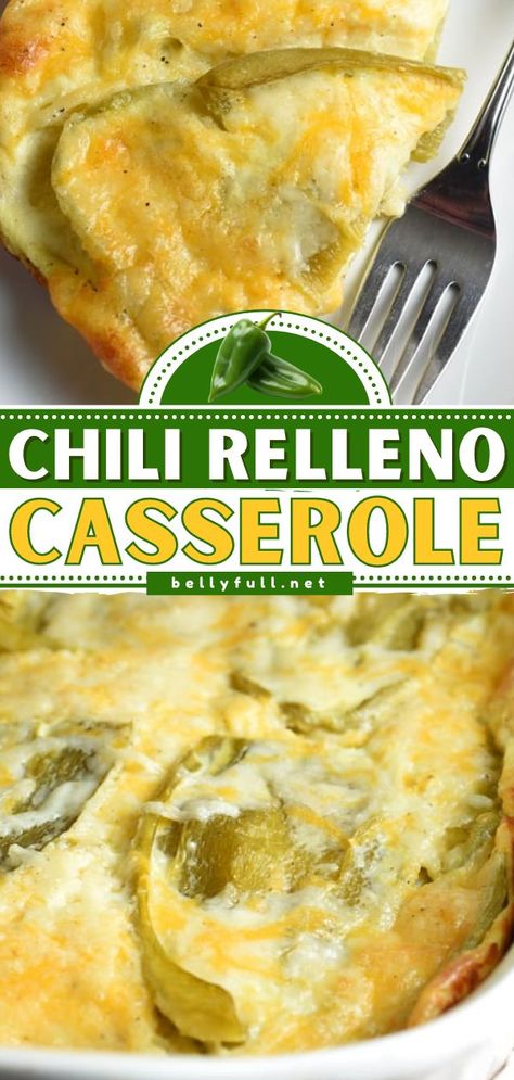 Chili Relleno Casserole, breakfast casserole, brunch recipes Stuffed Chili Relleno Recipe, Chile Relleno Casserole Recipe, Chile Relleno Recipe, Rellenos Recipe, Chili Relleno Casserole, Chile Relleno Casserole, Relleno Casserole, Chili Relleno, Chimichurri Recipe