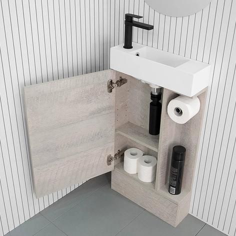 Bathroom Vanities Online, Customise the Best Brands - The Blue Space — Page 5 Small Space Vanity, Small Vanity Unit, Bamboo Cabinets, Narrow Bathroom, Latest Bathroom, Small Bathroom Vanities, Small Vanity, Small Toilet, Blue Space