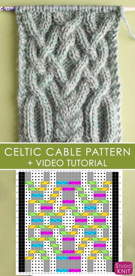 I'm taking the classic Celtic Cable pattern up a notch with this super fancy version. Learn How to Knit this Fancy Celtic Cable Pattern by Studio Knit with FREE written and chart pattern, along with video tutorial. #cableknit #studioknit #knitting Knit Stitch Patterns Cables, Needlework Ideas, Aran Knitting Patterns, Cable Knitting Patterns, Studio Knit, Chart Pattern, Cable Pattern, Knit Stitches, Cable Knitting