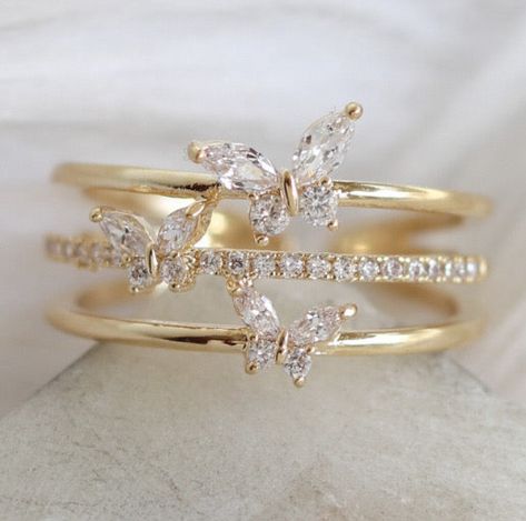 Gold Butterfly Shoes, Engagement Rings Butterfly, Gold Butterfly Rings, Butterfly Wedding Rings, Butterfly Wedding Ring, Butterfly Diamond Ring, Butterfly Engagement Ring, Stylish Jewelry Accessories, Diy Wire Jewelry Rings