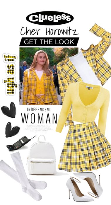 Cher Cluesses Outfits, Cher Horowitz Halloween Costume, Clulles Outfit, Halloween Costume Clueless, Cher Outfit Inspiration, Outfits From Clueless, Cher From Clueless Costume, Cher Horowitz Aesthetic Outfits, Cher Clueless Outfit Halloween Costumes