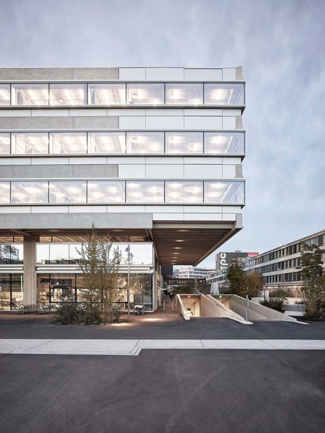 penzel valier . SRF Campus Zurich . Zurich afasia (1) | a f a s i a Underground Public Space, Underground Parking Design, Parking Entrance, Underground Car Park, Underground Parking, Industrial Factory, Innovative Architecture, Best Architects, Glass Facades