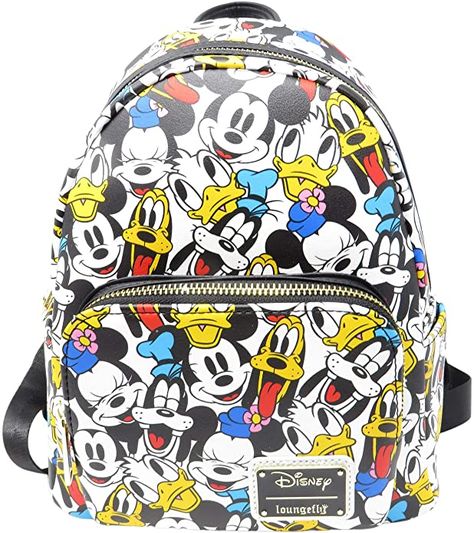 Loungefly Disney The Fab 5 Mickey Minnie Allover Print Double Strap Shoulder Bag Purse: Handbags: Amazon.com Disney Purses, Backpack Collection, Fab 5, Cute Mini Backpacks, Classic Disney Characters, Sequin Backpack, Disney Dooney, Disney Bags, Mini Backpacks