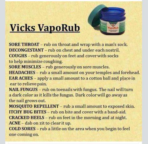 Autogenic Training, Vaporub Uses, Vicks Vapor Rub, 1000 Lifehacks, Vicks Vapor, Vicks Vaporub Uses, Uses For Vicks, Sick Remedies, Vapor Rub