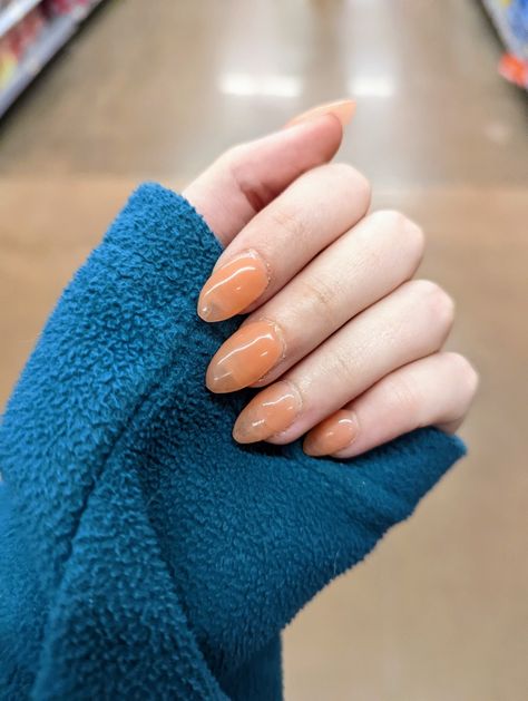 Almond shaped nails Semi Transparent Nails, Apricot Jelly, Transparent Nails, Jelly Nails, Nails Almond, Almond Shaped, Semi Transparent, Almond Nails, Nail Inspo