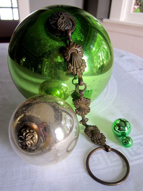 Witches ball kugel antique glass ornaments Kugel Ornaments, Unusual Christmas Ornaments, British Folklore, Witches Ball, Witch Balls, Diy Witch, Witch Ball, Antique Ornaments, Christmas Sparkle