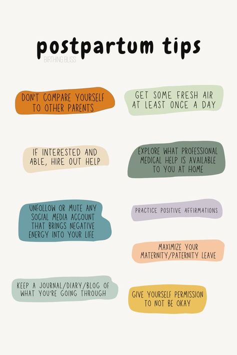 Here's some tips to help during your postpartum journey: - don't compare yourself to other parents - get some fresh air daily - if interested and able, hire out help - explore what professional medical help is available to you at home - unfollow or mute any social media account(s) that brings negative energy into your life - practice positive affirmations - keep a journal/diary/blog of what you're going through - maximize your maternity/paternity leave - give yourself permission to not be OK Doula Quotes, Diy Postpartum, Postpartum Symptoms, Postpartum Diet, Doula Care, Paternity Leave, Pregnancy Checklist, Give Yourself Permission, Postpartum Health