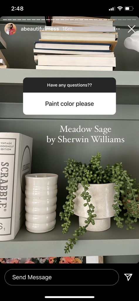 Sherwin Williams Meadow Sage, Meadow Sage Sherwin Williams, Meadow Sage, Paint Color Schemes, Neutral Paint Colors, Favorite Paint Colors, Paint Color Palettes, Sherwin Williams Paint Colors, Bedroom Color Schemes