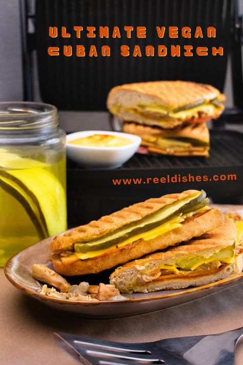 Vegetarian Cuban Sandwich, Vegan Cuban Sandwich, Cuban Sandwich Recipe, Canned Jackfruit, Vegan Sandwiches, Cuban Food, Cuban Sandwich, Vegan Mayonnaise, Vegan Sandwich