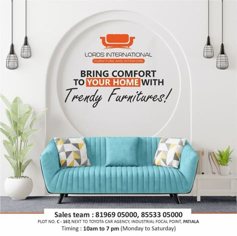 Designed your dream 🏠 Customised Furniture . #officefurnituretrends #sofas #sofaset #comfortablefurniture #bedroom #bedroomfurniture #bedroomdecor #design #tailormadesofa #bestfurnitureinpatiala #bestfurniturestore #furniturenearme #lordsinternationalpatiala . Lords International . #Contact us: 91 94635-50234, 8196905000 Furniture Ads Design Poster, Furniture Creative Ads Design, Sofa Creative Ads, Furniture Advertising Design, Sofa Ads, Furniture Creative Ads, Furniture Advertisement, Furniture Banner, Cozy Sofas