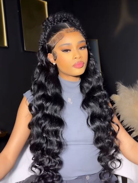 Aesthetic Lace Front Wig, Bodywave Lacefront Wig Hairstyle, Baddie Fall Wigs, Body Wave Wig With Fishtail Braid, Jai Nice Instagram, Lace Front Claw Clip Hairstyle, Lace Front Wigs With Hair Bows, Bodywave Lacefront Wig, Jai Nice