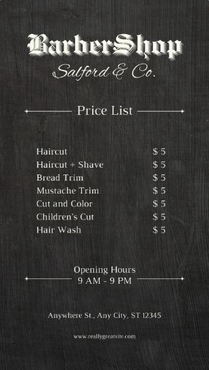 Black and White Simple Bold Barbershop Price List Canva Template Barbershop Price List, How To Trim Mustache, Price List Template, List Template, Washing Hair, Price List, Cut And Color, Canva Template, Barber Shop