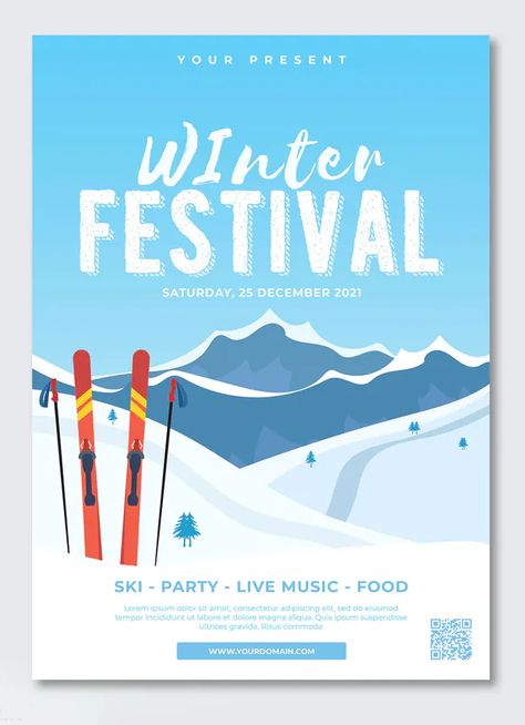 Winter Festival Poster, Food Film, Event Posters, Festival Flyer, Cultural Festival, Holiday Village, Winter Festival, Winter Party, Party Poster