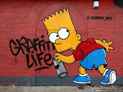 Graffiti Life | @East London on LDNGraffiti | joeppo | Flickr Bart Simpson Art Graffiti, Bart Simpson Art, 디즈니 캐릭터, Simpsons Art, Best Street Art, Amazing Street Art, Graffiti Characters, Street Graffiti, Murals Street Art