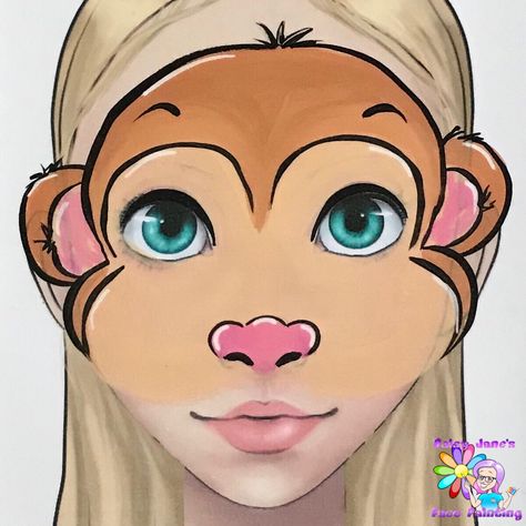 Chimpgal Makeup Tutorial, Monkey Face Paint Easy, Monkey Face Makeup, Cute Monkey Makeup, Meerkat Face Paint, Giraffe Makeup Face, Monkey Facepainting, Monkey Makeup, Monkey Face Paint