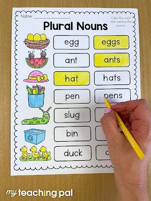 Plural Nouns worksheet for Kindergarten. Students determine whether the picture show is singular or plural, they read the words and color the matching label to determine whether the word needs an 's'. Color The Nouns Worksheet, Plurals Anchor Chart, Singular Nouns Worksheet, Singular And Plural Nouns Anchor Chart, Singular Plural Worksheets Kindergarten, Singular Plural Worksheets For Grade 1, Plural Nouns Worksheet 1st Grade, Singular Plural Worksheets, Singular And Plural Nouns Worksheet