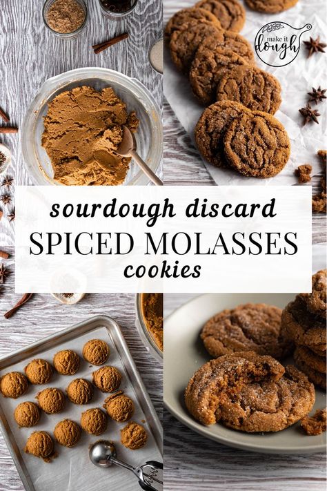 Transform your sourdough discard into these Spiced Sourdough Discard Molasses Cookies! Full of rich molasses flavor and warm spices, this easy homemade recipe is perfect for a cozy baking day. Find more creative sourdough recipes at makeitdough.com. Cozy Baking, Recipe Using Sourdough Starter, Sourdough Starter Discard Recipe, Discard Recipes, Sourdough Starter Recipe, Molasses Cookies, Sourdough Discard, Sourdough Baking, Sourdough Bread Recipe