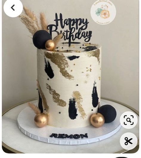 Black And Gold Birthday Cake, Black And Gold Cake, Cake Design For Men, Modern Birthday Cakes, Hedgehog Cake, Cake Fails, 40th Cake, Dad Birthday Cakes, Gold Birthday Cake