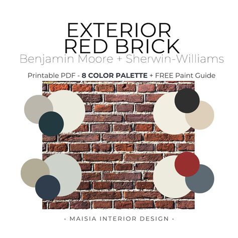 This Home Improvement item by MaisiaInteriorDesign has 22 favorites from Etsy shoppers. Ships from United States. Listed on 25 Oct, 2023 Brick Exterior Colors Schemes, Benjamin Moore Color Palette, Red Brick Paint, Exterior Paint Palette, Brown Brick Exterior, Sherwin William, Brick Paint Colors, Red Brick House Exterior, Red Brick Exteriors