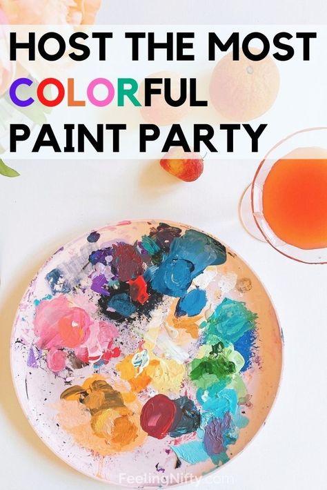 Paint Party Ideas For Adults Decorations, Hosting Paint Night Parties, Paint Party For Adults, Painting Party Ideas For Adults, Girls Night Ideas, Sip And Paint Ideas, Art Party Supplies, Party For Adults, Easy Canvas Painting Ideas