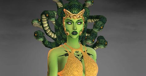 Medusa Sims 4 Cc, Sims 4 Medusa, Sims 4 Content, Medusa Hair, Medusa Costume, 4 Characters, Sims 4 Characters, Maxis Match, Sims 4 Mods