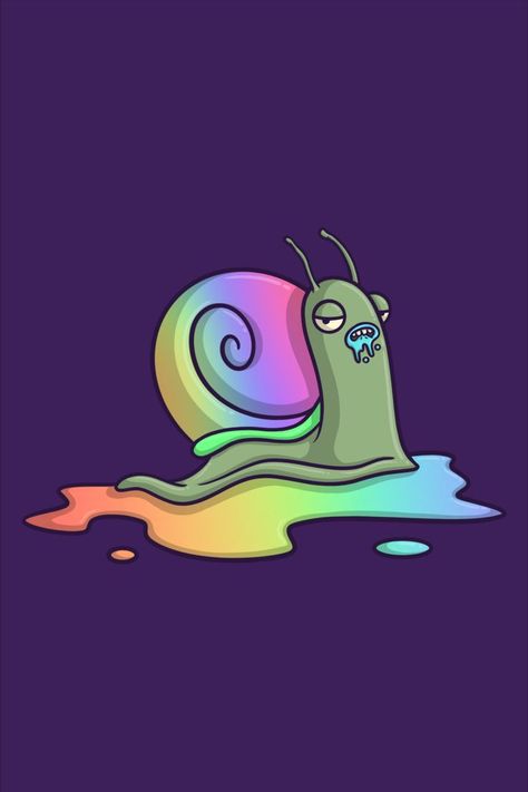 Psychedelic Trippy Snail T Shirt Design featuring a 2D cartoon snail with a rainbow coloured shell leaving a rainbow coloured snail trail. Trippy Snail, Tarot Card Artwork, Snail Art, Trippy Art, Cool Tees, Tee Design, Tarot Cards, Tshirt Designs, Rainbow