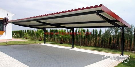 Fabrica de Estructuras metalicas y herreria Catalogo de Pergolas Porch Shades, Black Pergola, Garage Pergola, White Pergola, Vinyl Pergola, Pergola Carport, Pergola Swing, Carport Designs, Pergola Lighting