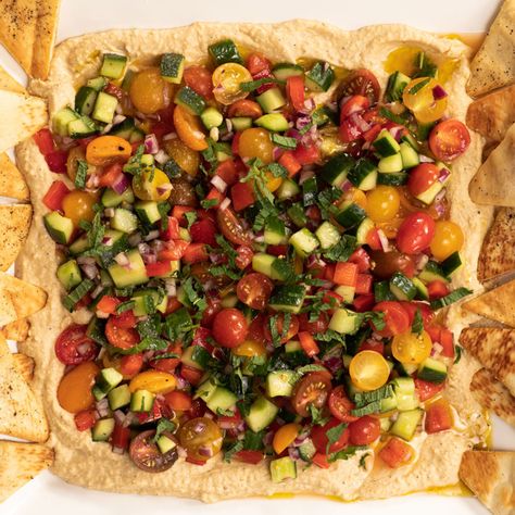 Vegetable Salad Recipes, Homemade Hummus, Barefoot Contessa, Chopped Salad, Canned Chickpeas, Vegetable Salad, Clean Eating Snacks, Food Network, Salad Recipe