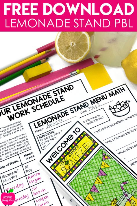 Get your FREE Lemonade Stand Project Based Learning unit! This lemonade stand DIY project includes a math project and writing activity for 3rd, 4th, and 5th grade and middle school! Perfect for free elementary project based learning ideas like Create a Lemonade Stand and end of year projects for upper elementary students. Fun for students and NO PREP for teachers! The perfect teaching freebie! End Of Year Math Projects 3rd Grade, End Of 3rd Grade Activities, Project Based Learning Elementary 1st, Project Based Learning Ideas, Project Based Learning Elementary, Project Based Learning Math, Pbl Projects, Teaching Freebies, Thinking Maps