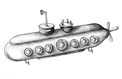 Submarine Illustration, Submarine Drawing, Deep Sea Diver Art, Diver Art, Russian Submarine, Hand Images, Japanese Waves, Drawing Vector, Free Hand Drawing