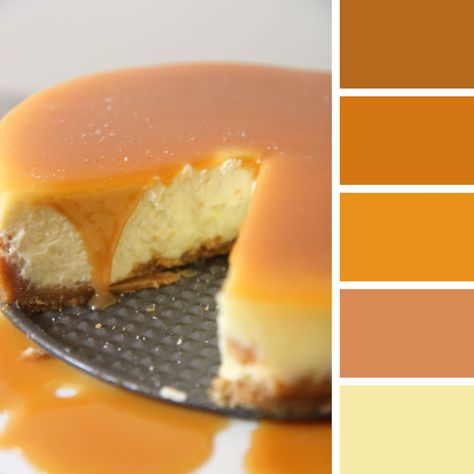 Cheesecake Color Palette, Sea Salt Caramel Sauce, Salt Caramel Sauce, Creamsicle Cake, Palette Challenge, Food Inspired, Color Palette Challenge, Caramel Cheesecake, Sea Salt Caramel