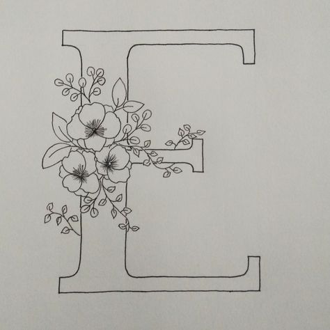 Letter E Embroidery Pattern, E Letter Embroidery, E Embroidery Letter, Embroidery Letter Patterns, Embroidery Alphabet Letters Design, Alphabet Embroidery Patterns Letters, Letter E With Flowers, Letter E Embroidery, Hand Embroidery Letters