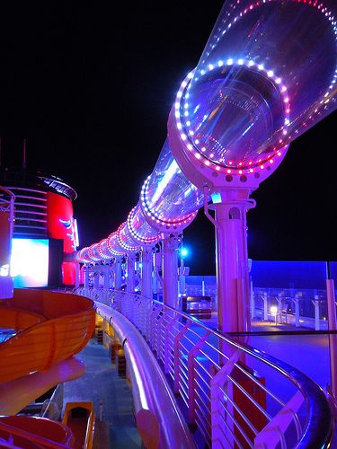 Ride on the AquaDuck on the Disney Dream!  aaaaaahhhhh, YEAH!!!! and i heard it goes over the side of the cruise so your over the ocean!! The Deck, Disney Dream, Ride On, Cruise Ship, At Night, Disney, Water