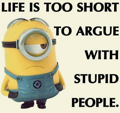 Don't waste time arguing with stupid people. Laugh Out Loud Jokes, A Minion, Sayings And Phrases, Minion Quotes, Funny Minion Quotes, Slogan Tshirt, Minions Quotes, Not Sorry, Cute Funny Quotes