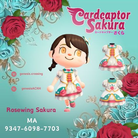 Cardcaptor Sakura dress, Winged Rose Dress, ACNH Animal Crossing Custom Clothing Design Code Acnh Cardcaptor Sakura, Sakura Dress, Custom Clothing Design, Giveaway Winner, Custom Clothing, Clothing Design, Cardcaptor Sakura, Rose Dress, Animal Crossing