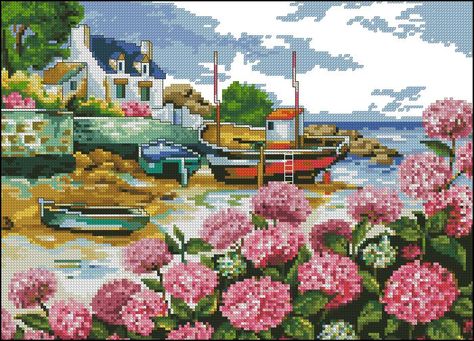 City Cottage, Italian City, Cross Stitch Landscape, Counted Cross Stitch Kits, Cross Stitch Patterns Free, Free Cross Stitch, Embroidery Hoop Art, Cross Stitch Chart, Cross Stitch Kit