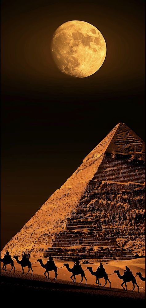 Mausoleum At Halicarnassus, 7 World Wonders, Pyramid Of Giza, Anime Studio, The Great Pyramid, Lucky Wallpaper, Gardens Of Babylon, Great Pyramid, Night Sky Photography