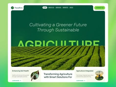 The website for "Focofarm" is dedicated to promoting sustainable agriculture practices. It highlights various services, technological integration, and the overall mission to revolutionize agriculture with a focus on environmental stewardship and community empowerment.  #Sustainable #Agriculture #Focofarm #Website #Webdesign #UIDesign #UIUX #Management #Organic #SmartFarming #GreenFuture #Firming #Business #AgricultureTechnology #FarmManagement #Landingpage #Agriculturewebsite #Websitedesign #SustainableManagement #SustainableProject #Productdesign #Community #Figma #Focotik #DesignAgency #FocotikAgency Agriculture Website Design, Web Design Inspiration Layout, Ux Design Trends, Sustainable Management, Creative Design Agency, Farming Business, Sustainable Agriculture, Webpage Design, Design Career