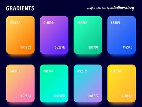 Gradient Palettes (Freebies) Flat Color Palette, Ui Ux 디자인, Ui Color, Gradient Color Design, Color Design Inspiration, Fotografi Digital, Gradient Design, Color Palette Design, Color Psychology