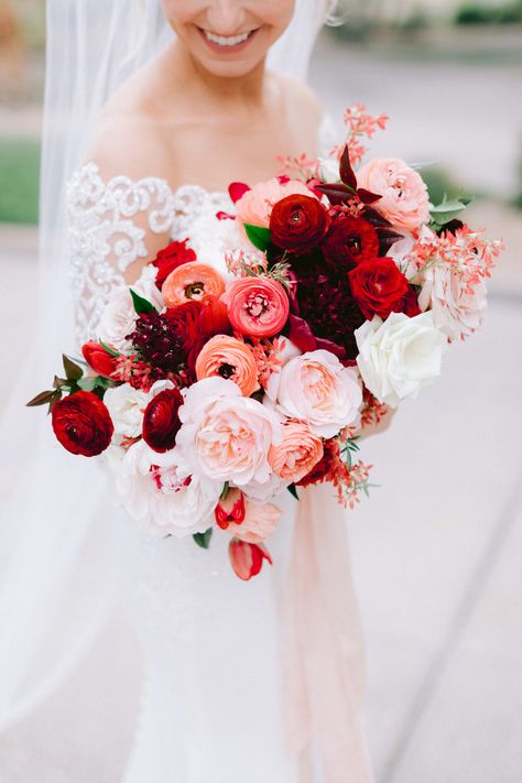 Red Spring Wedding Bouquet, Red Rose And Peony Bouquet, Blush Red Wedding, Peonies And Rose Bouquet, Bridal Bouquet Red And Pink, Red And Blush Bouquet, Red Peony Bridal Bouquet, Red Summer Bouquet, Wedding Pinks And Reds