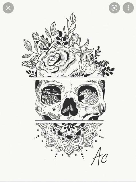 Serious Tattoos, Tattoo Crane, Dotwork Tattoo Mandala, Skull Tattoo Flowers, Kunst Tattoos, Sleeve Ideas, Shoulder Tattoos, Music Tattoos, Flower Skull