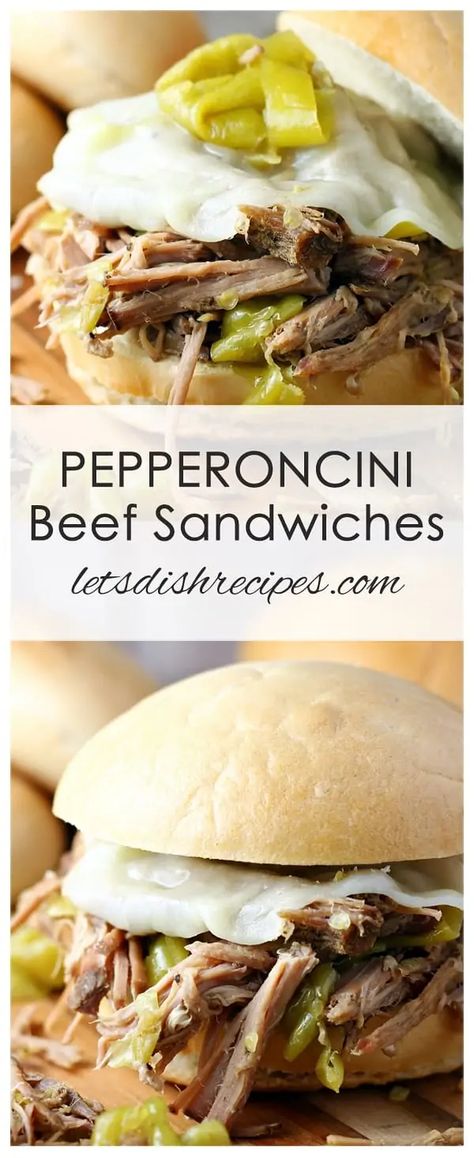 Pepperoncini Beef, Italian Pot Roast, Beef Sandwich Recipes, Crusty Rolls, Slow Cooked Pulled Pork, Italian Seasonings, Roast Beef Sandwich, Beef Sandwiches, Delicious Slow Cooker Recipes