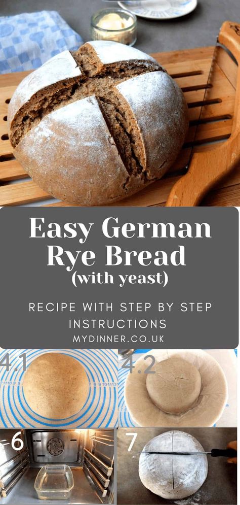 Rye Bread Benefits, German Rye Bread Recipe, German Rye Bread, Dark Rye Bread Recipe, Bread With Yeast, Rye Bread Sandwiches, Rye Bread Recipe, Rye Bread Recipes, Bread Ideas