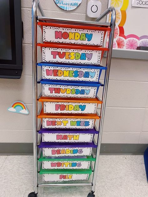 Drawer Rolling Cart, Teachers Room, Science Writing, Classroom Management Tool, Bright Decor, Rolling Cart, Rolling Paper, Rainbow Bright, Study History