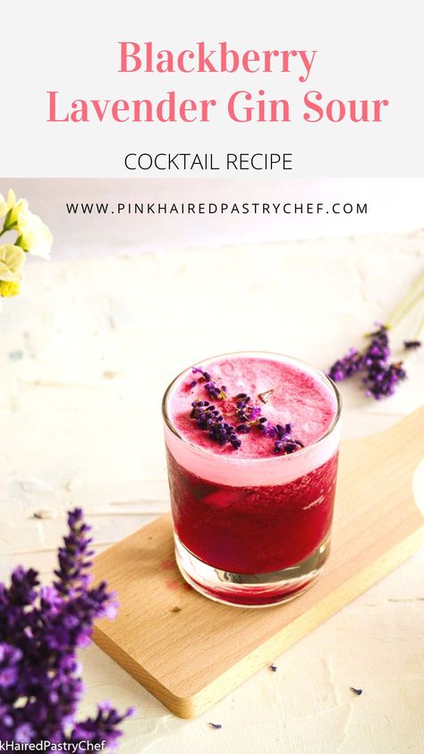 Blackberry Gin Cocktail Recipes, Strawberry Lavender Cocktail, Lavender Cocktails, Lavender Gin, Gin Based Cocktails, Blackberry Cocktail, Blackberry Lavender, Easy Gin Cocktails, Gimlet Recipe