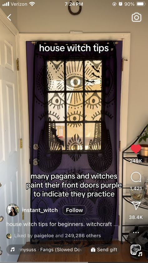 Witchy Front Door, Witch Bedrooms, Witch Door, Witch Painting, Purple Door, Dream Future, Witchy Things, Bedroom Doors, Entrance Hall